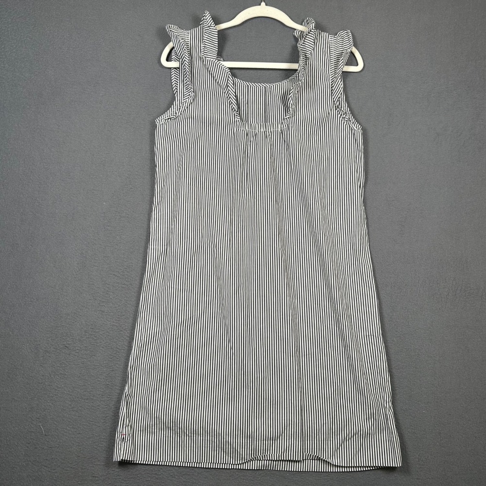 Tommy Hilfiger Dress Womens M Blue White Striped Ruffle Sleeve Shift Mini